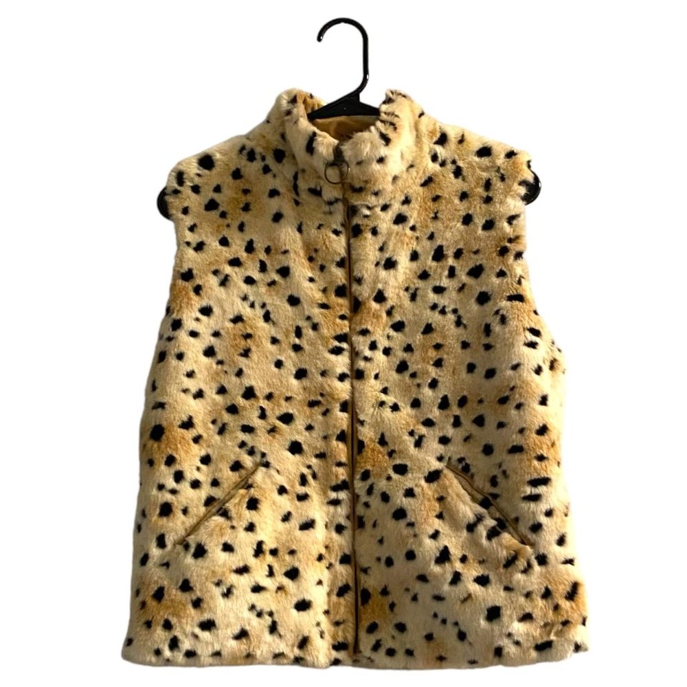 Marc Baxis Los Angeles Vintage Women's Leopard Print Faux Fur Vest S